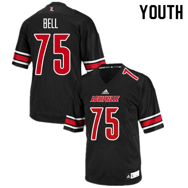 Youth #75 Robbie Bell Louisville Cardinals College Football Jerseys Sale-Black - Click Image to Close
